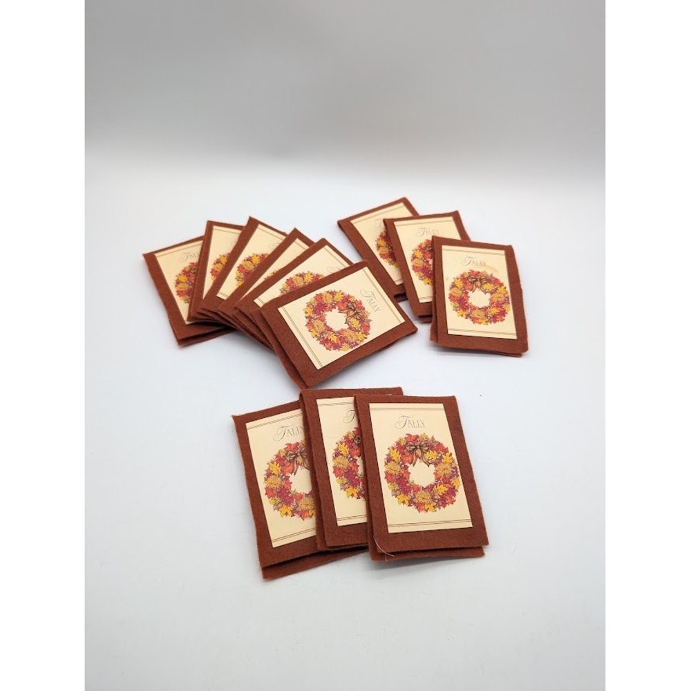 12 Set Vintage Bridge Tally Card Book Holders Autumn Wreath Fall Harvest Party - Picture 1 of 12